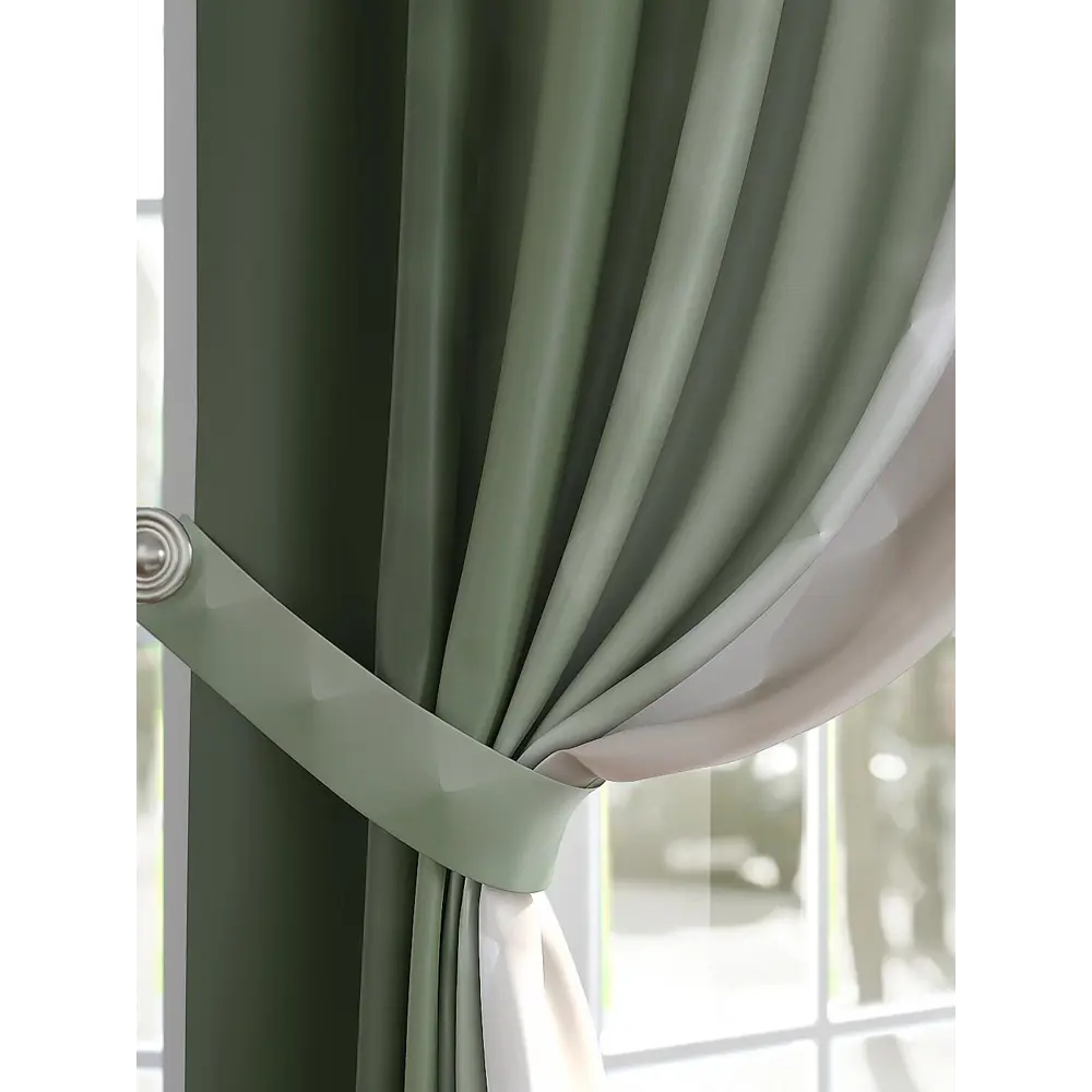 Фото 6 Комплект штор At home Базовая коллекция AT750604 на шторной ленте 280x150 см цвет зеленый Фото 6 Комплект штор At home Базовая коллекция AT750604 на шторной ленте 280x150 см цвет зеленый