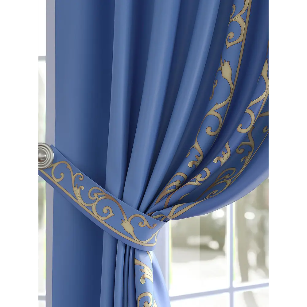 Фото 5 Комплект штор At home Базовая коллекция AT750545 на шторной ленте 280x150 см цвет синий