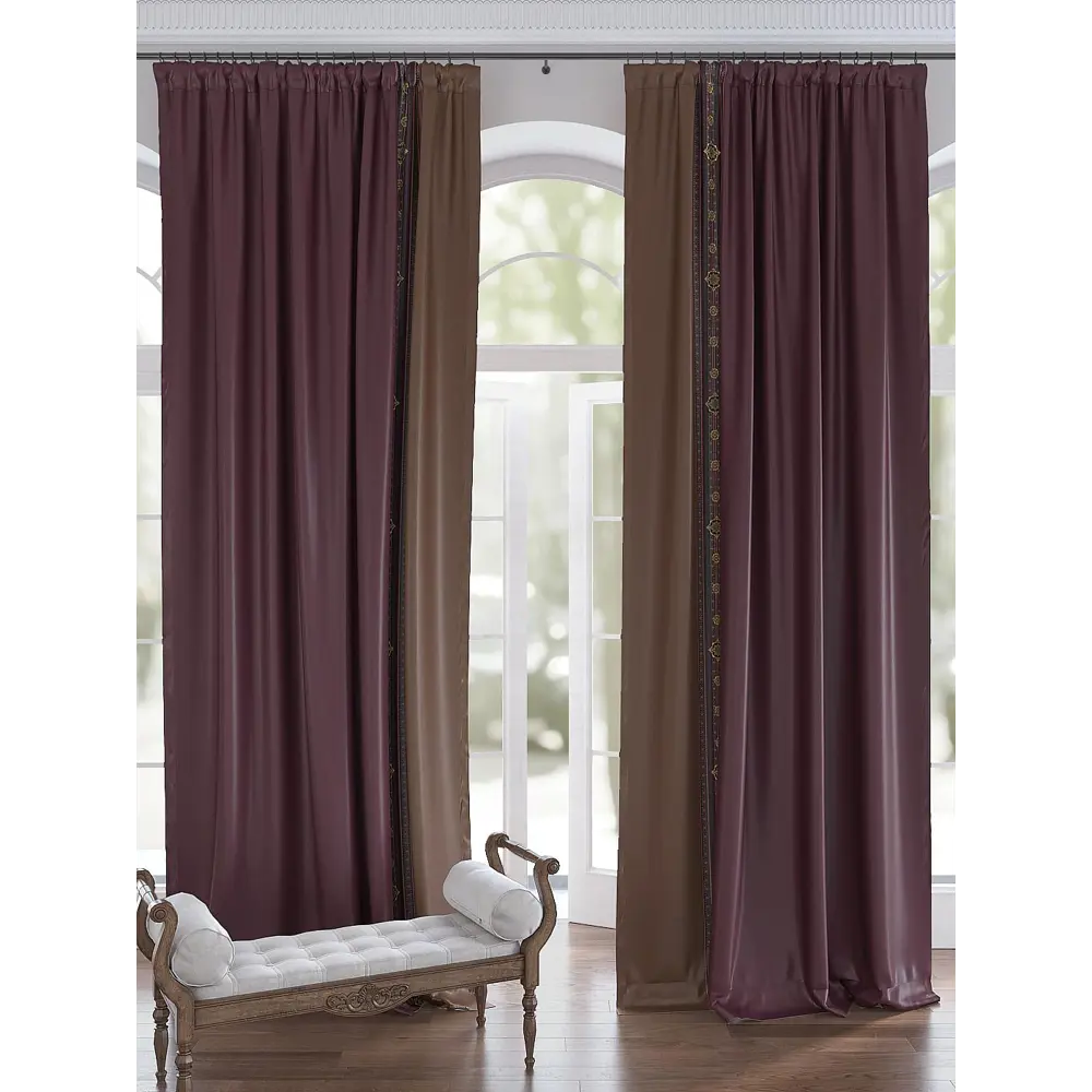 Фото 3 Комплект штор At home Базовая коллекция AT750313 на шторной ленте 280x150 см цвет фиолетовый