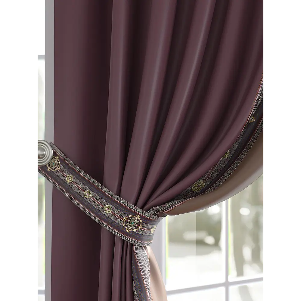 Фото 2 Комплект штор At home Базовая коллекция AT750313 на шторной ленте 280x150 см цвет фиолетовый