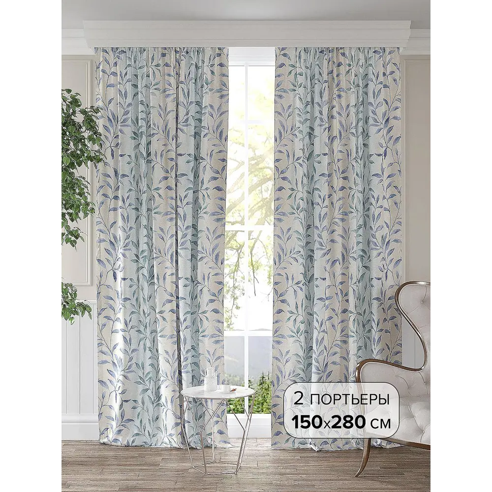 Фото 2 Комплект штор At home Базовая коллекция AT947855 на шторной ленте 280x150 см цвет белый