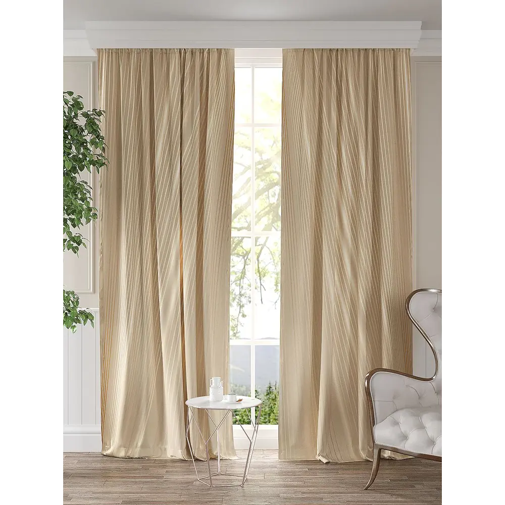 Фото Комплект штор At home Базовая коллекция AT947852 на шторной ленте 280x150 см цвет бежевый Фото Комплект штор At home Базовая коллекция AT947852 на шторной ленте 280x150 см цвет бежевый