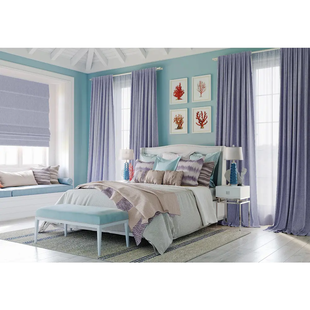 Фото 2 Комплект штор At home Базовая коллекция AT947643 на шторной ленте 280x150 см цвет фиолетовый