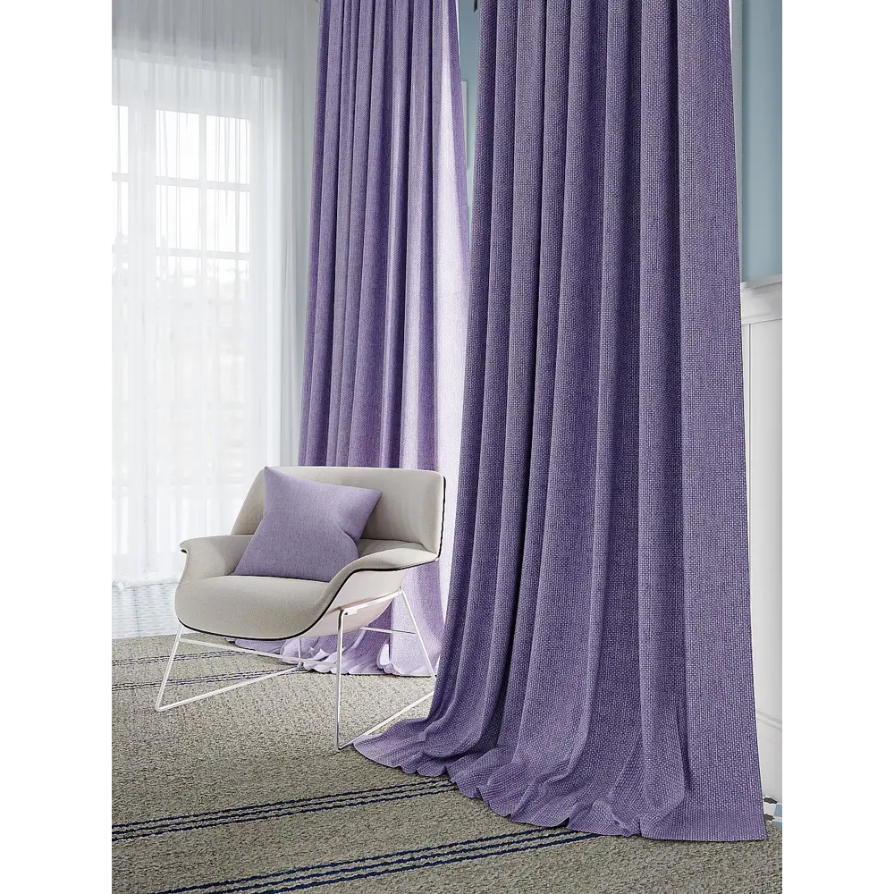 Фото 7 Комплект штор At home Базовая коллекция AT947643 на шторной ленте 280x150 см цвет фиолетовый