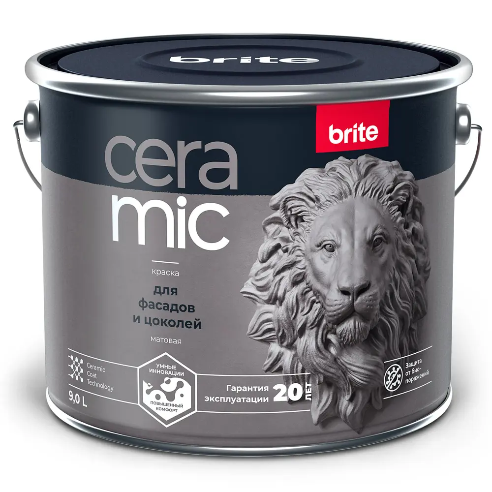 Фото Краска Brite Ceramic для фасадов и цоколей база А 9 л Фото Краска Brite Ceramic для фасадов и цоколей база А 9 л