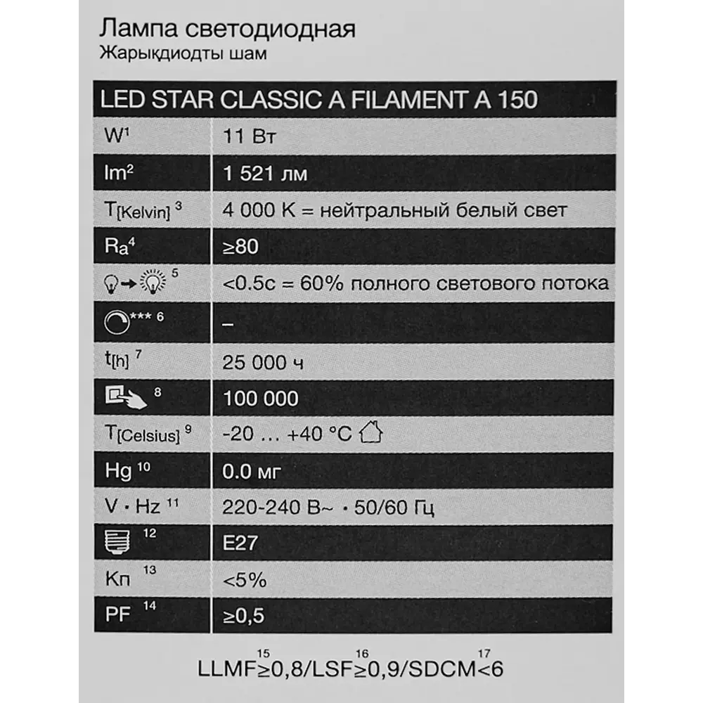 Фото 5 Лампа светодиодная Osram А E27 220/240 В 11 Вт груша 1521 лм нейтральный белый свет Фото 5 Лампа светодиодная Osram А E27 220/240 В 11 Вт груша 1521 лм нейтральный белый свет