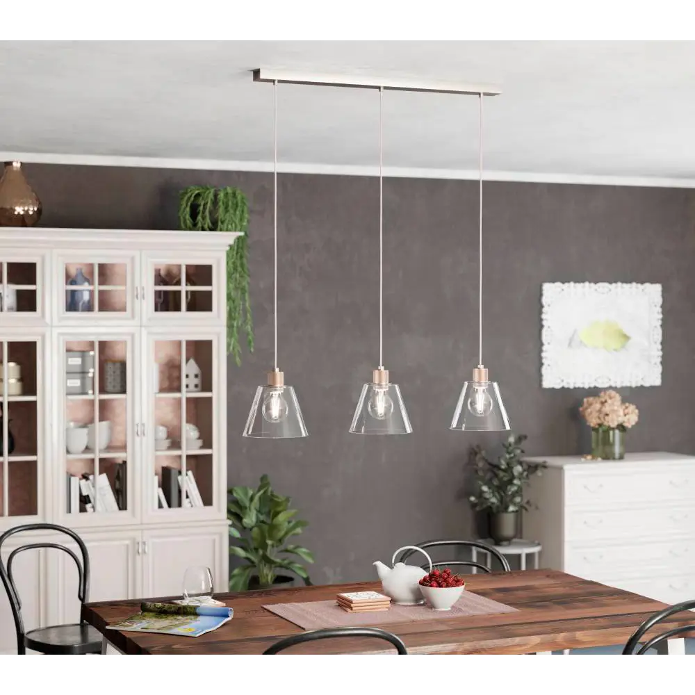 Фото 2 Светильник подвесной Eglo Copley Eg_43632 3 лампы 5 м² цвет прозрачный/золотой Фото 2 Светильник подвесной Eglo Copley Eg_43632 3 лампы 5 м² цвет прозрачный/золотой