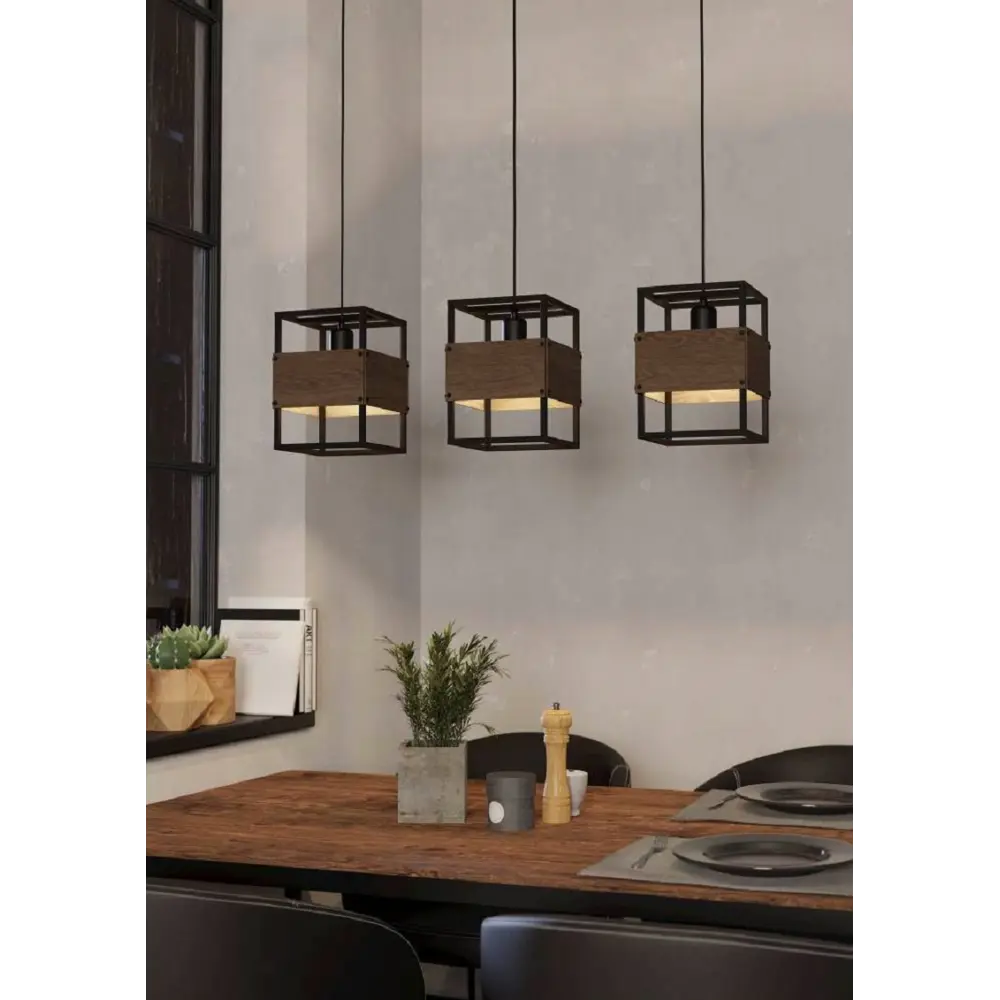Фото Светильник подвесной Eglo Evesham Eg_43805 3 лампы 5 м² цвет коричневый/черный Фото Светильник подвесной Eglo Evesham Eg_43805 3 лампы 5 м² цвет коричневый/черный