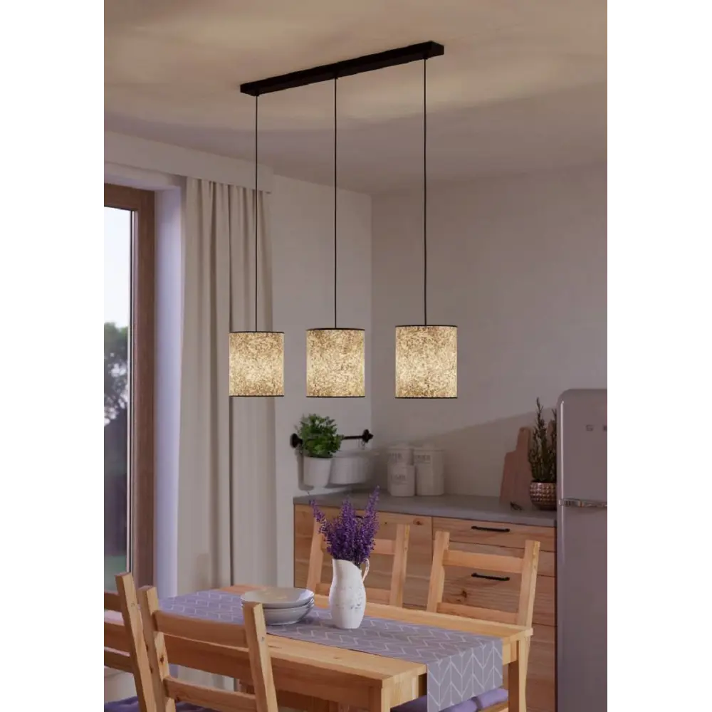 Фото Светильник подвесной Eglo Butterburn Eg_43937 3 лампы 22 м² цвет бежевый/черный/зеленый