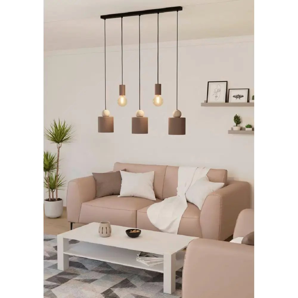 Фото 3 Светильник подвесной Eglo Gazzola Eg_900346 5 ламп 8 м² цвет песочный/мокко