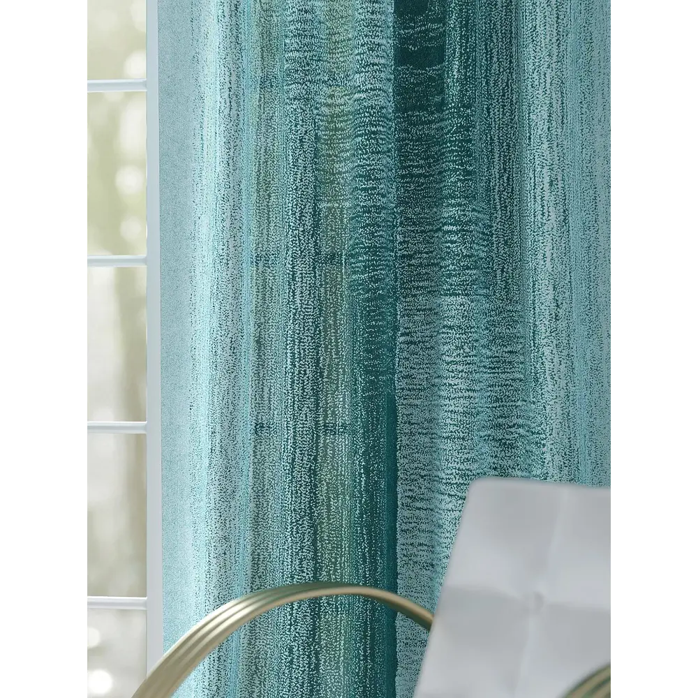 Фото 3 Комплект штор на шторной ленте At Home Натмикорс 150x250 см цвет бирюзовый