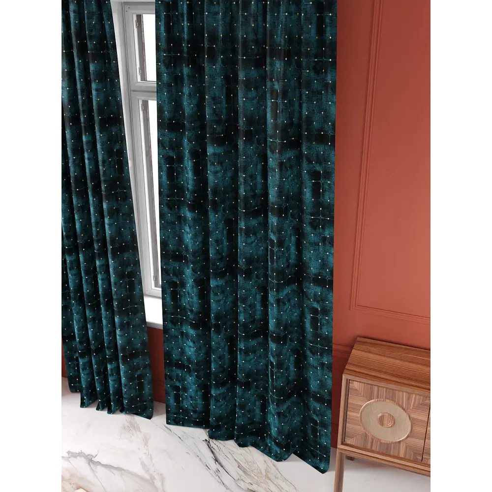 Фото 8 Комплект штор на шторной ленте At Home Кванброс 150x250 см цвет бирюзовый/черный/мурена Фото 8 Комплект штор на шторной ленте At Home Кванброс 150x250 см цвет бирюзовый/черный/мурена