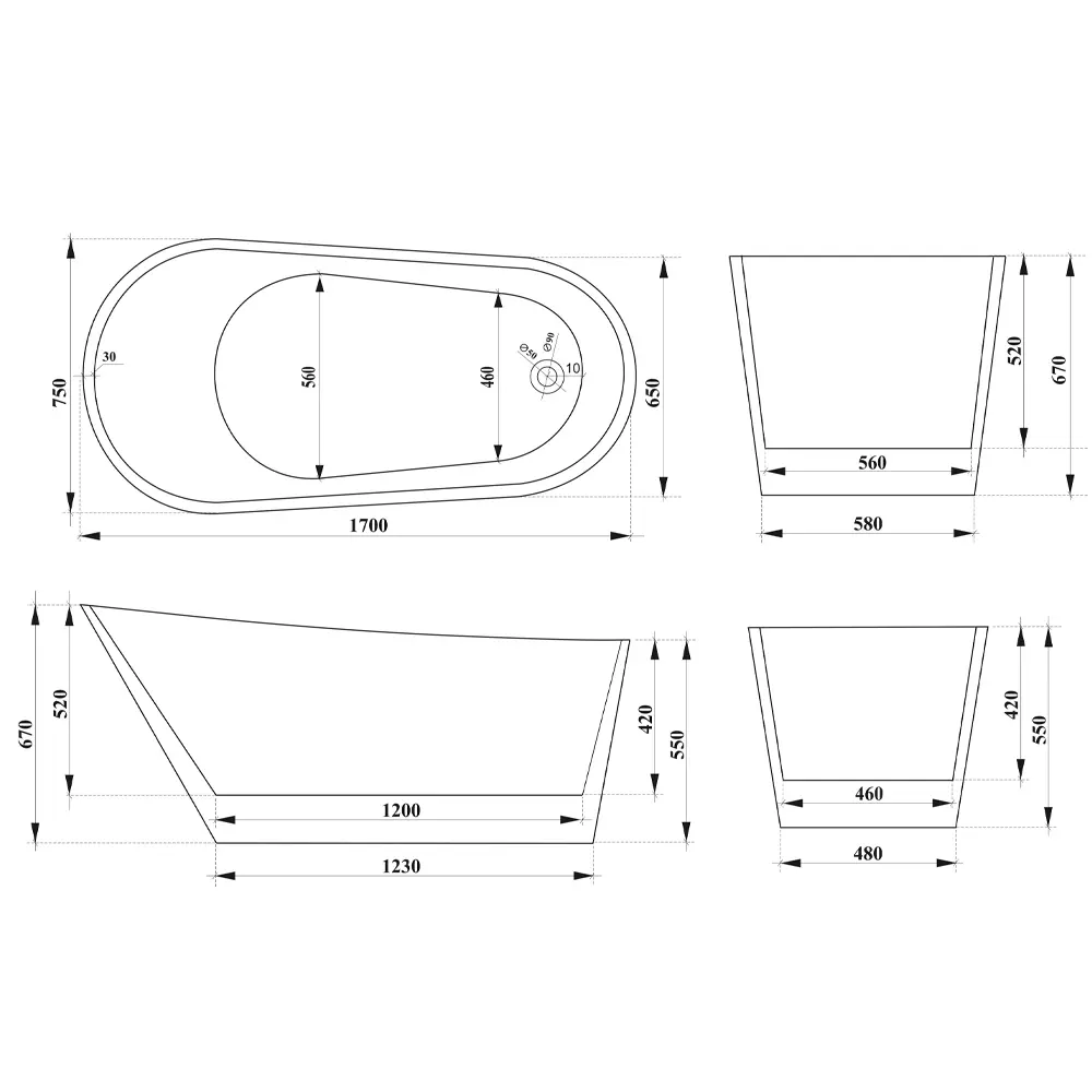 Фото 6 Ванна отдельностоящая Ceruttispa VIVA CT10864 N 170x75x67 см акриловая со сливом-переливом Фото 6 Ванна отдельностоящая Ceruttispa VIVA CT10864 N 170x75x67 см акриловая со сливом-переливом