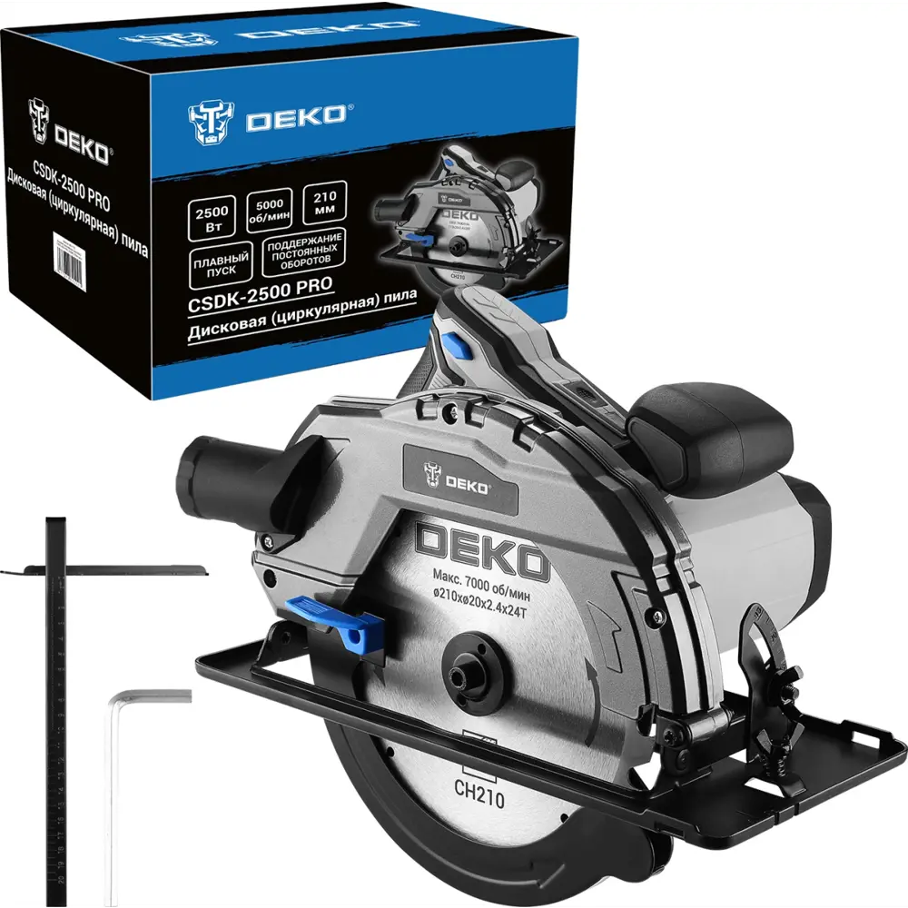 Фото 2 Пила циркулярная сетевая Deko CSDK-2500 Pro, 2500 Вт, 210 мм Фото 2 Пила циркулярная сетевая Deko CSDK-2500 Pro, 2500 Вт, 210 мм
