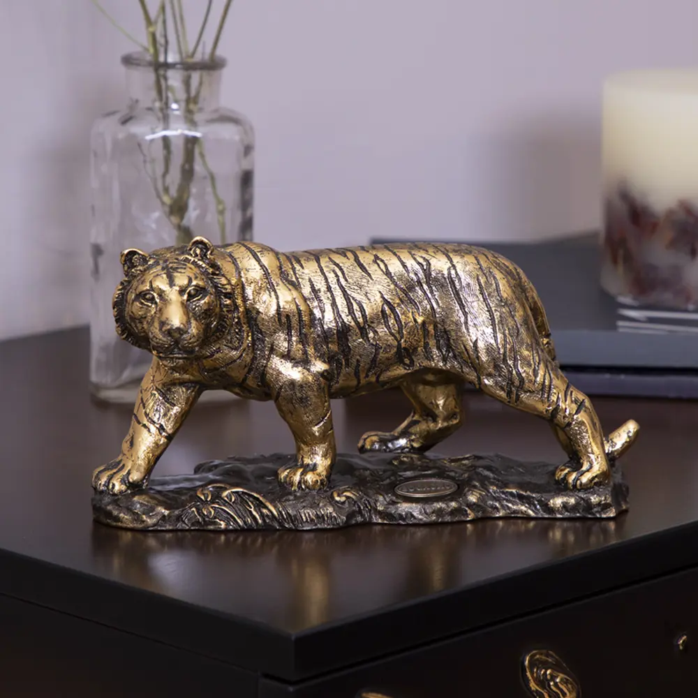 Фото 6 Статуэтка из мрамора Bogacho Крадущийся тигр бронзовая