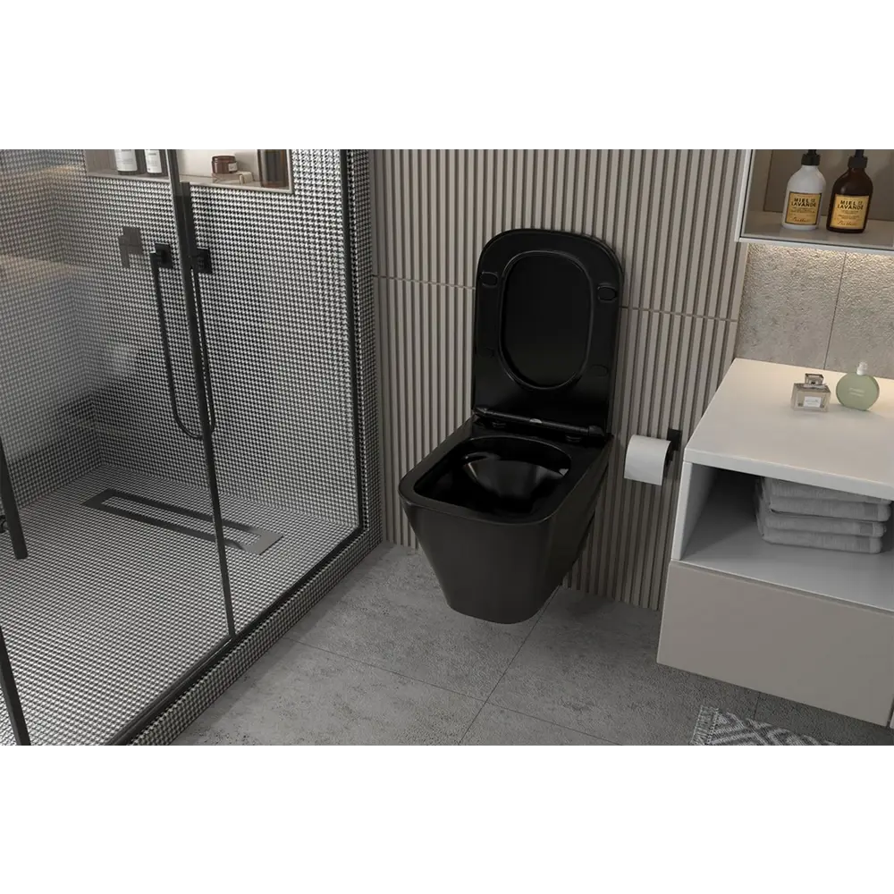 Фото 4 Комплект инсталляция с унитазом Abber Rechteck AC1201MB-AC0105-AC0120MCH цвет черный Фото 4 Комплект инсталляция с унитазом Abber Rechteck AC1201MB-AC0105-AC0120MCH цвет черный