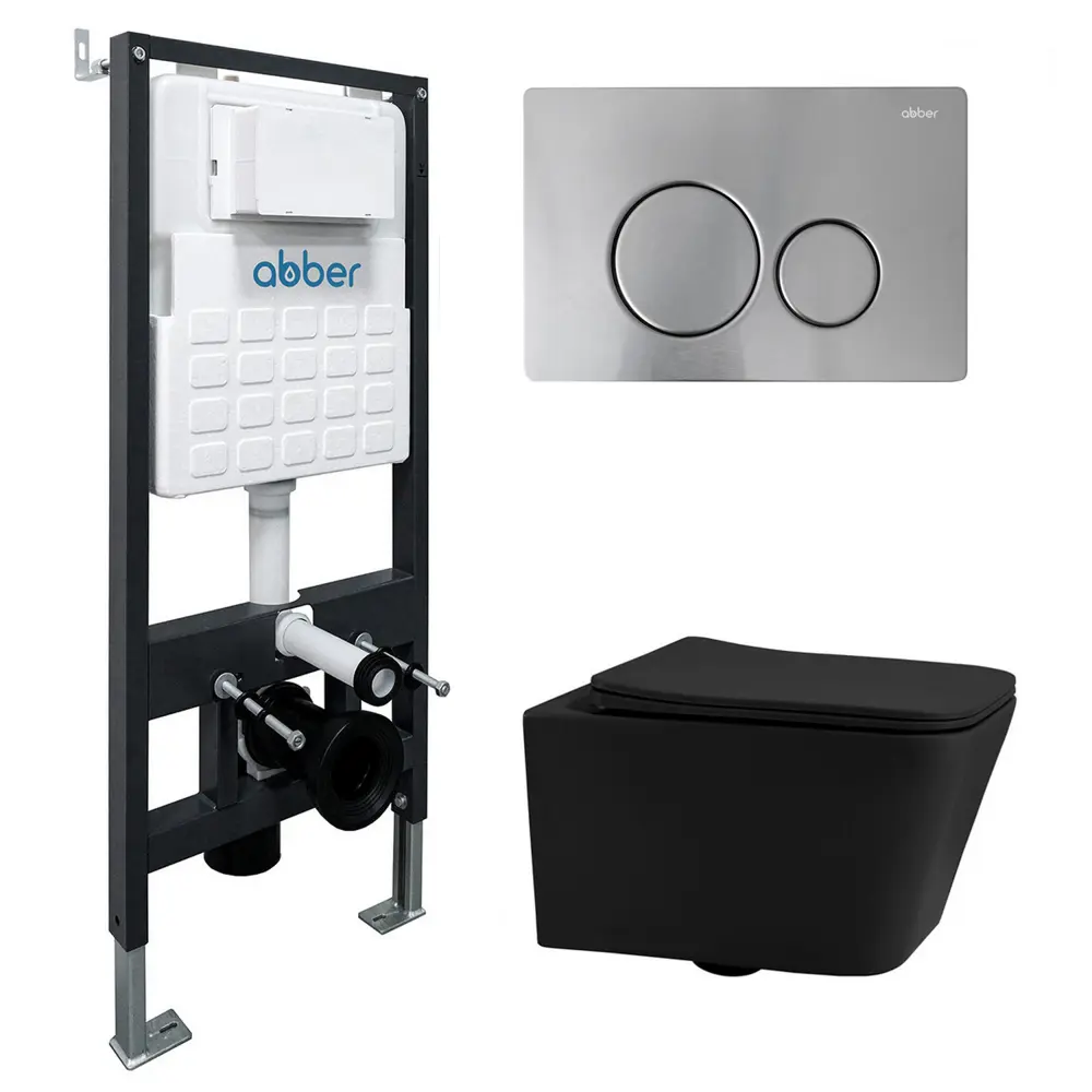 Фото 3 Комплект инсталляция с унитазом Abber Rechteck AC1201MB-AC0105-AC0121MCH цвет черный Фото 3 Комплект инсталляция с унитазом Abber Rechteck AC1201MB-AC0105-AC0121MCH цвет черный