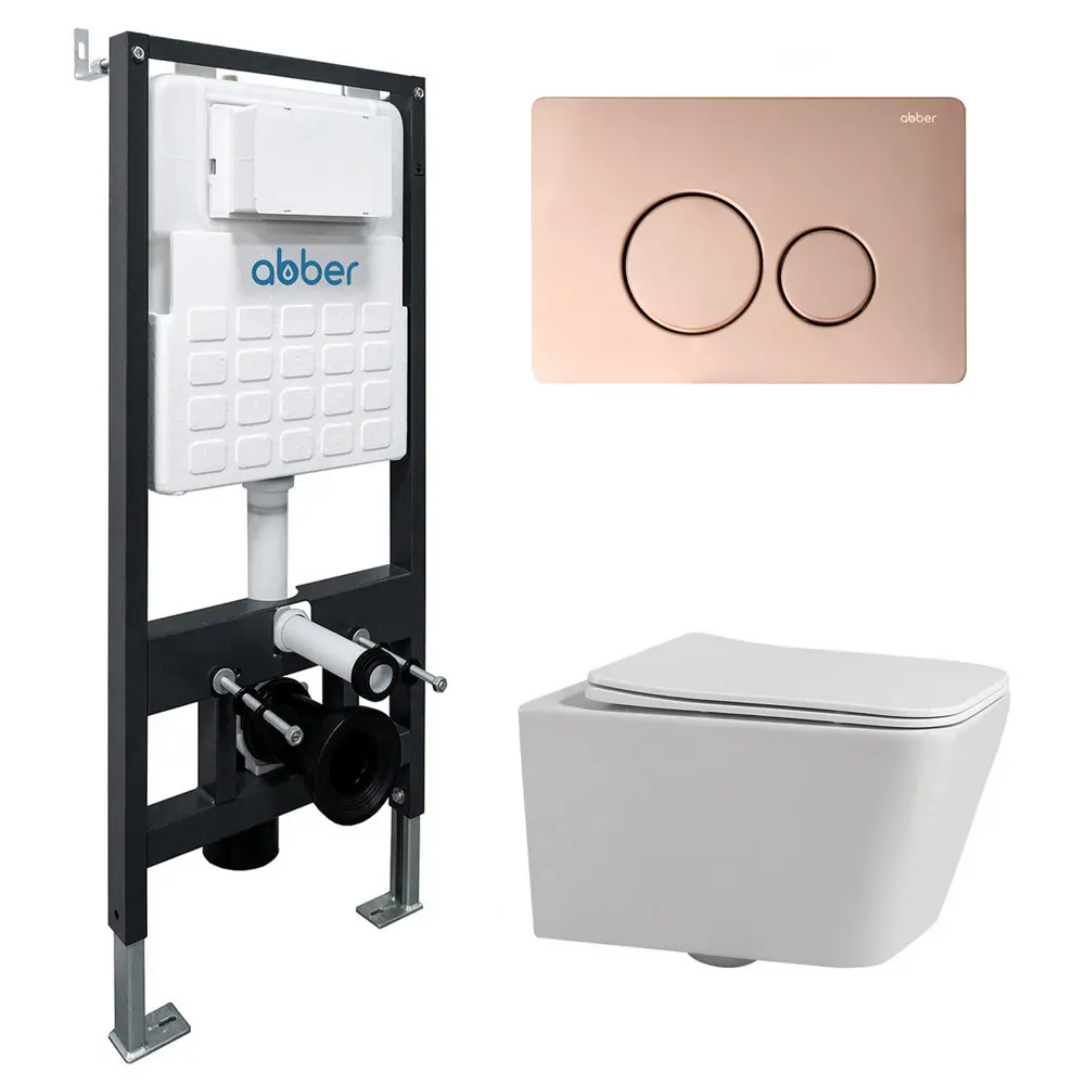 Фото 4 Комплект инсталляция с унитазом Abber Rechteck AC1201MB-AC0105-AC0121RG цвет черный