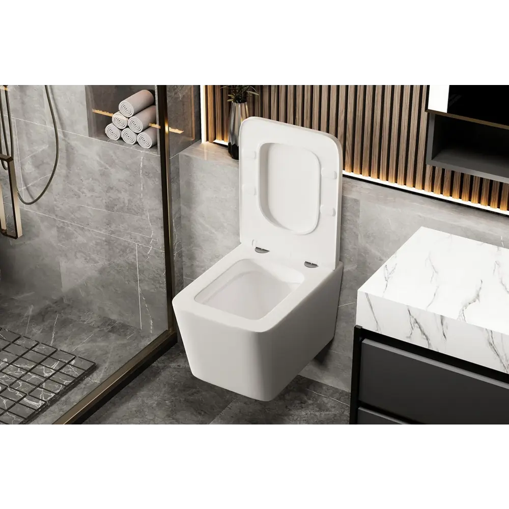Фото 4 Унитаз подвесной Abber AC1201MW безободковый с сиденьем микролифт Фото 4 Унитаз подвесной Abber AC1201MW безободковый с сиденьем микролифт