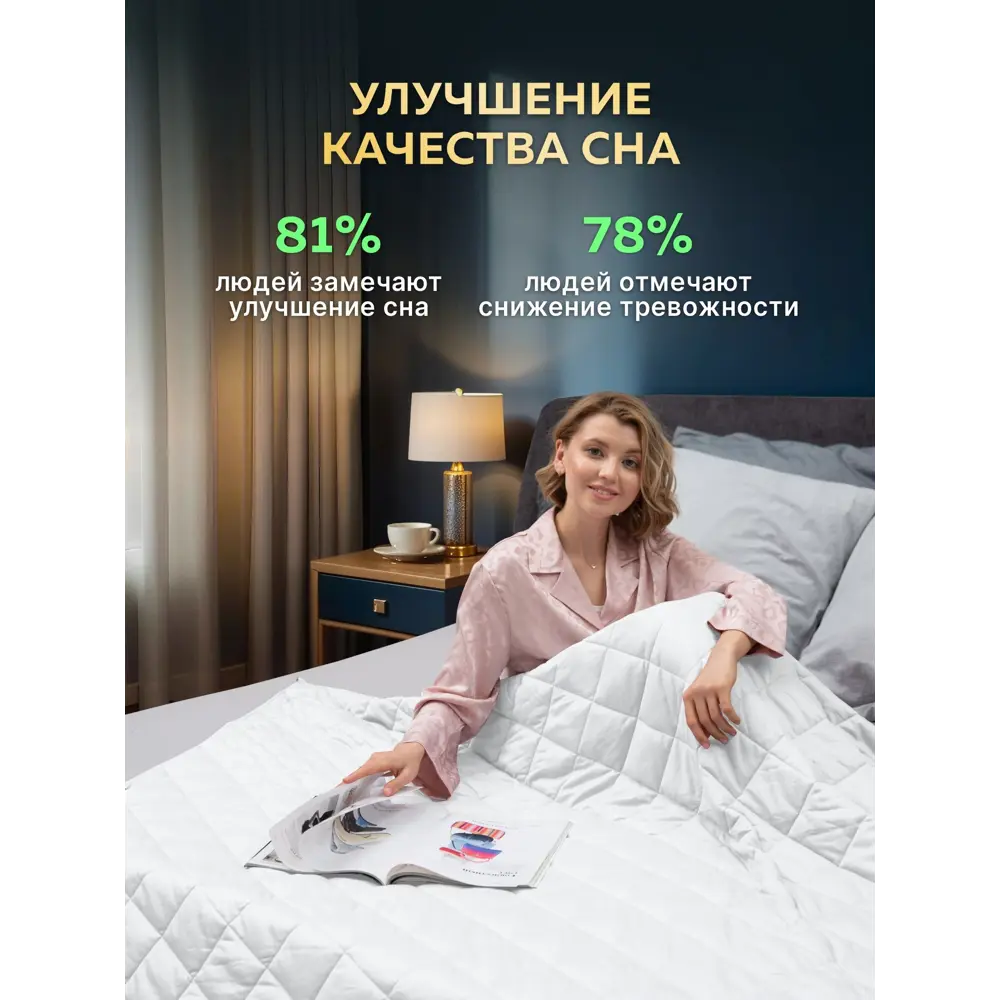 Фото 6 Утяжеленное сенсорное одеяло Wellinagravity 172x205 белое 8кг Фото 6 Утяжеленное сенсорное одеяло Wellinagravity 172x205 белое 8кг
