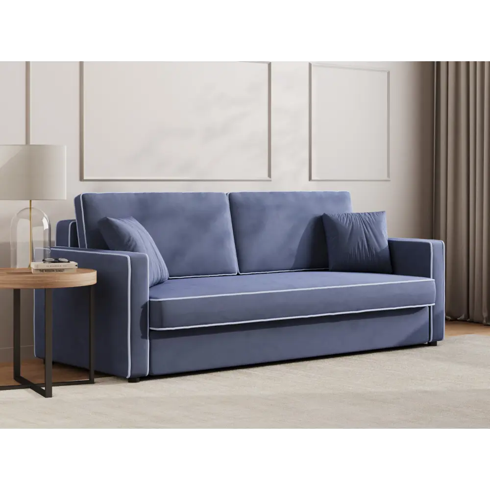 Фото 8 Диван прямой Правила мебели Орлеан 54857 225x89x94 см велюр цвет синий/велюр