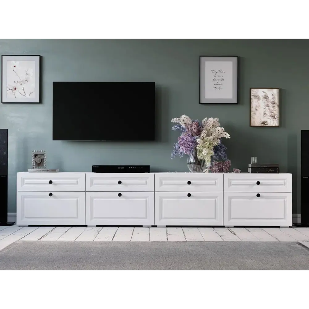 Фото 4 Тумба под телевизор Bts 171797 140.2x55.2x37.2 см ЛДСП цвет белый Фото 4 Тумба под телевизор Bts 171797 140.2x55.2x37.2 см ЛДСП цвет белый