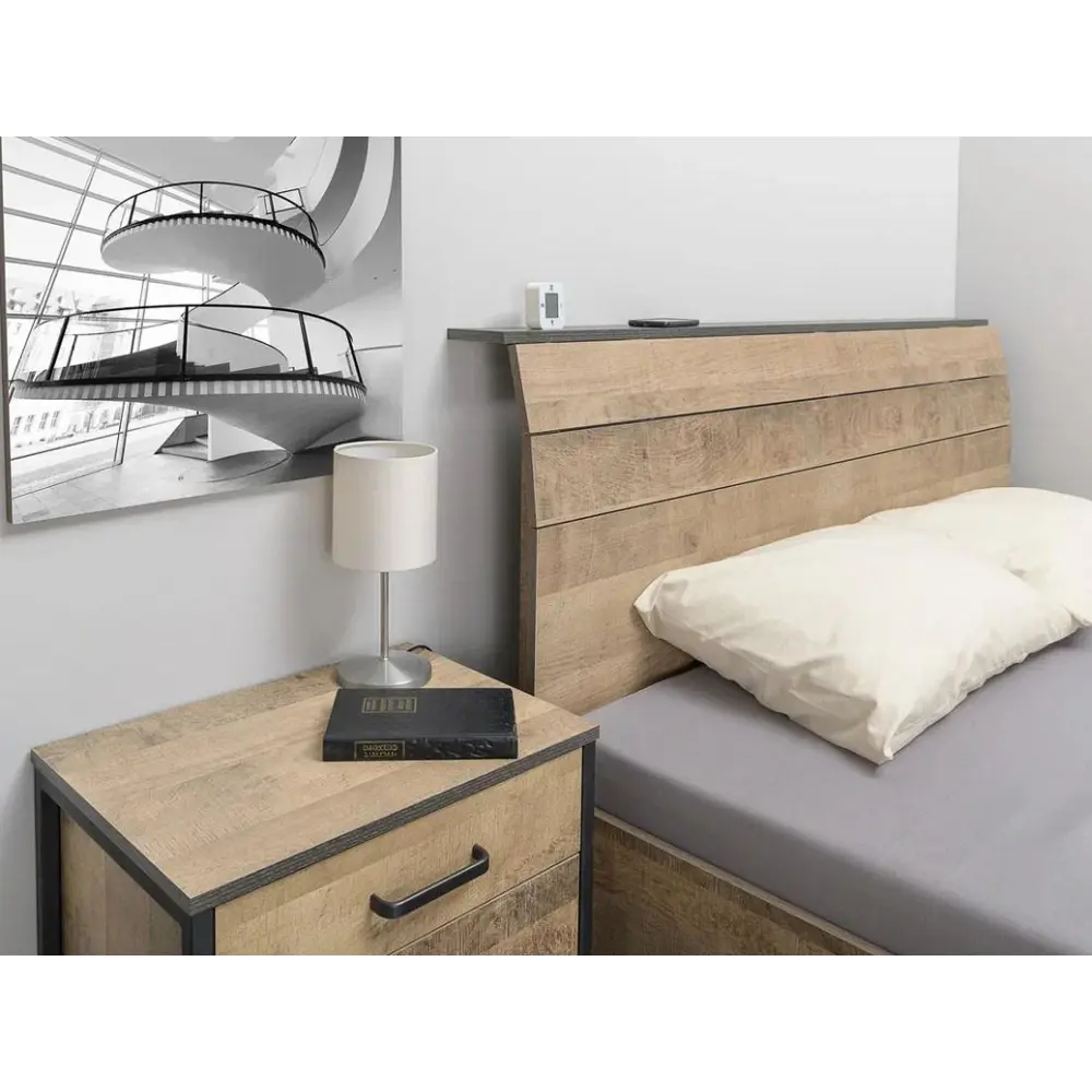 Фото 14 Кровать Moby Трувор 165x109x222 см ЛДСП цвет дуб гранж песочный/интра/черный Фото 14 Кровать Moby Трувор 165x109x222 см ЛДСП цвет дуб гранж песочный/интра/черный