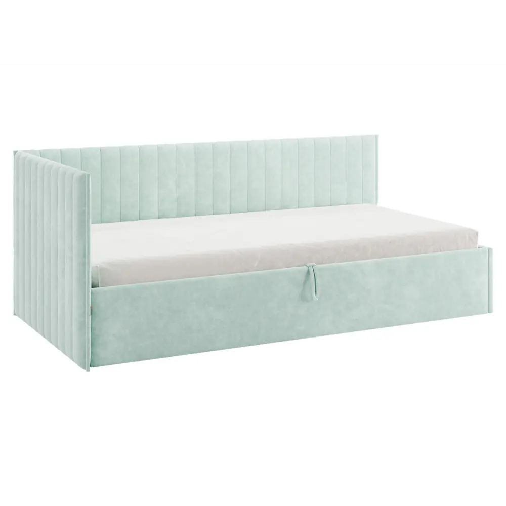 Фото Кровать Правила мебели 186445 212x78x101.5 см ЛДСП цвет мята/велюр Фото Кровать Правила мебели 186445 212x78x101.5 см ЛДСП цвет мята/велюр