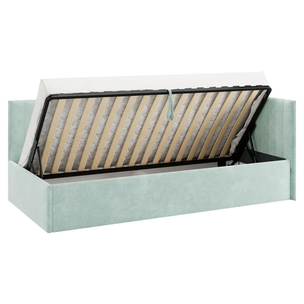 Фото 5 Кровать Правила мебели 186445 212x78x101.5 см ЛДСП цвет мята/велюр Фото 5 Кровать Правила мебели 186445 212x78x101.5 см ЛДСП цвет мята/велюр