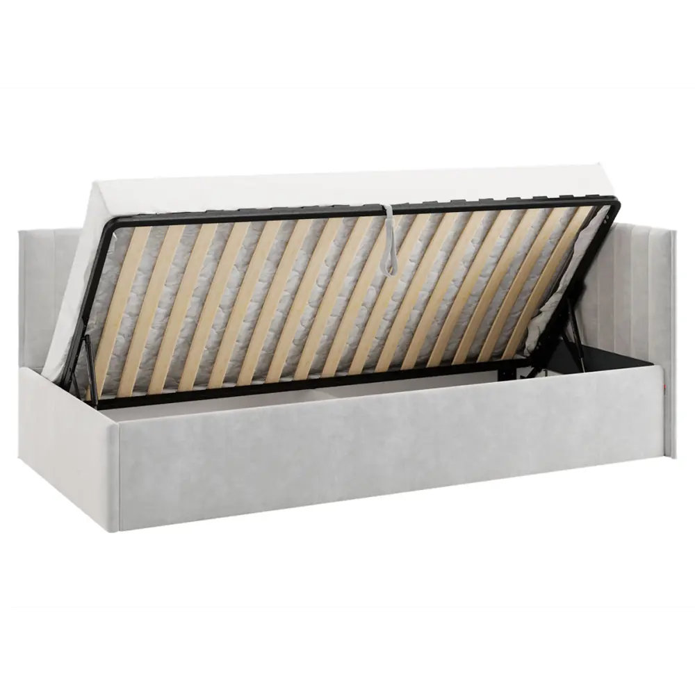 Фото 4 Кровать Правила мебели 186430 212x78x101.5 см ЛДСП цвет галька/велюр Фото 4 Кровать Правила мебели 186430 212x78x101.5 см ЛДСП цвет галька/велюр