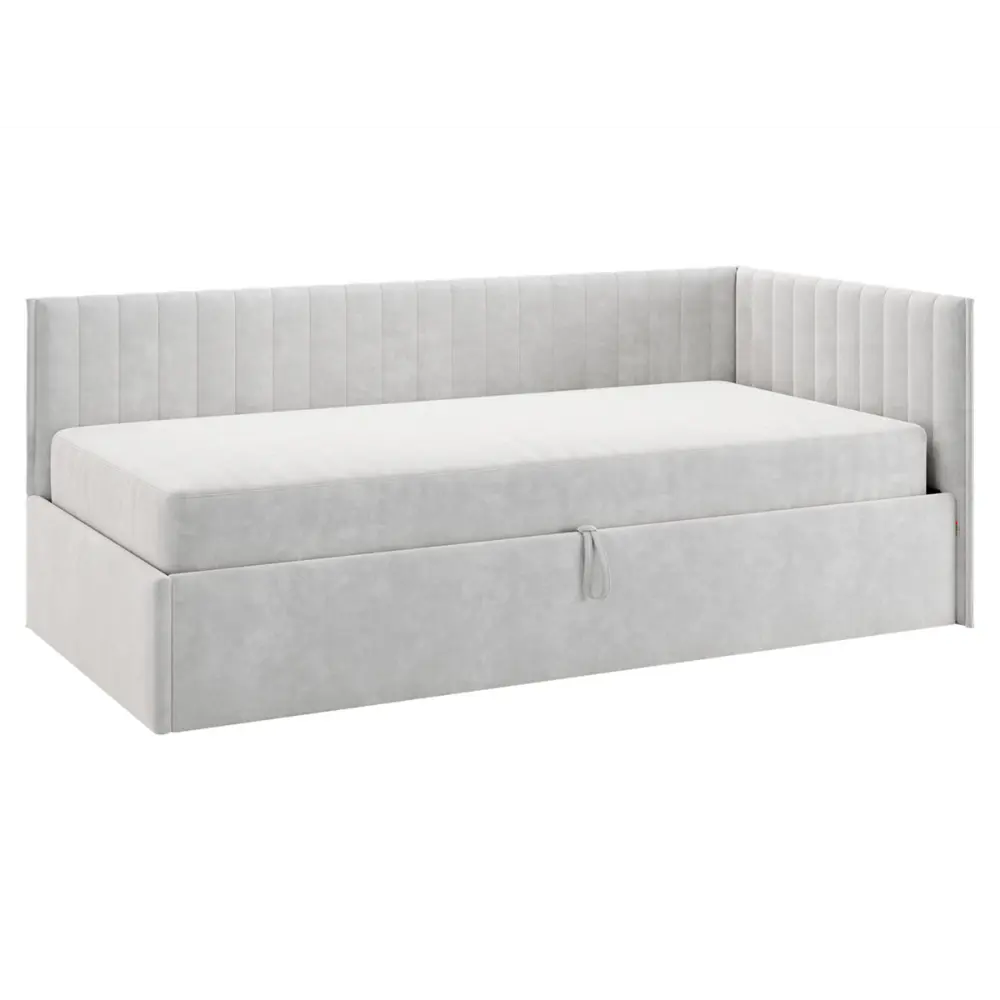 Фото Кровать Правила мебели 186430 212x78x101.5 см ЛДСП цвет галька/велюр Фото Кровать Правила мебели 186430 212x78x101.5 см ЛДСП цвет галька/велюр