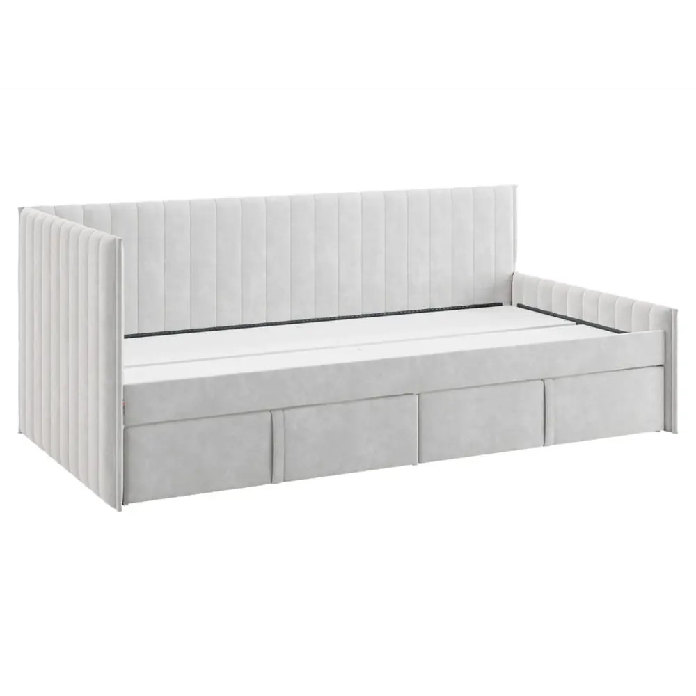 Фото 2 Кровать Правила мебели 186427 212x78x101.5 см ЛДСП цвет галька/велюр Фото 2 Кровать Правила мебели 186427 212x78x101.5 см ЛДСП цвет галька/велюр