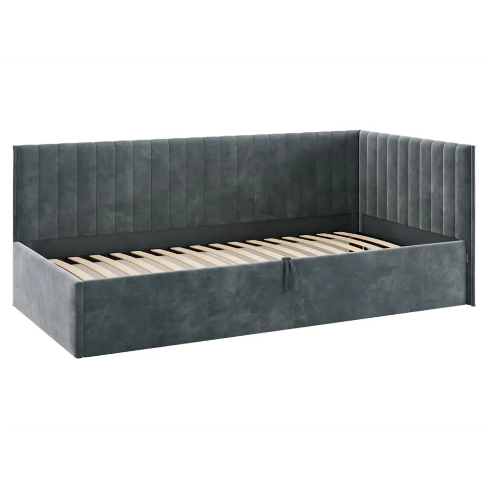 Фото 4 Кровать Правила мебели 186433 212x78x101.5 см ЛДСП цвет графит/велюр Фото 4 Кровать Правила мебели 186433 212x78x101.5 см ЛДСП цвет графит/велюр