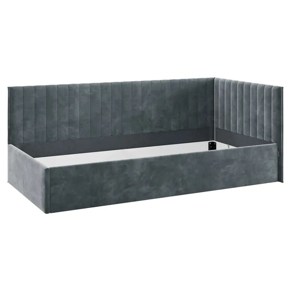 Фото 5 Кровать Правила мебели 186434 212x78x101.5 см ЛДСП цвет графит/велюр Фото 5 Кровать Правила мебели 186434 212x78x101.5 см ЛДСП цвет графит/велюр