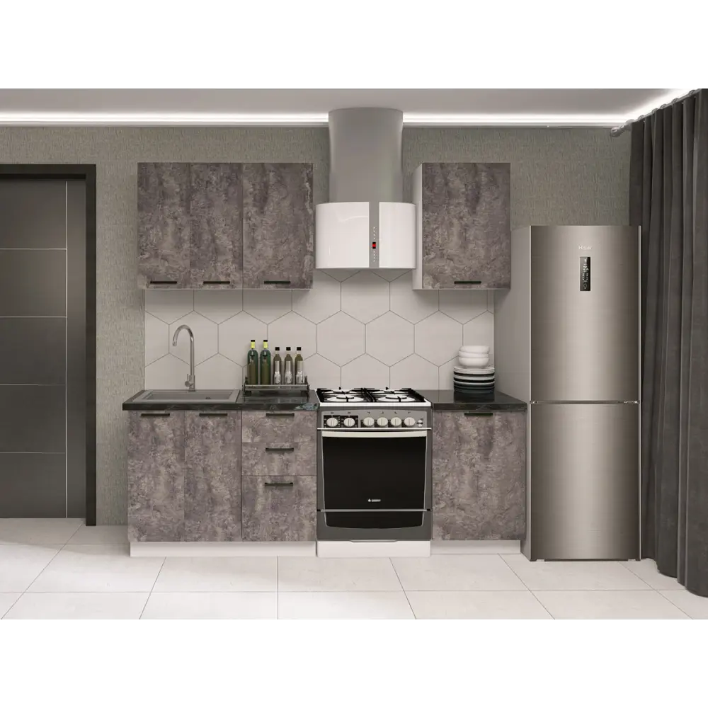 Фото 2 Кухонный гарнитур Sv-мебель Модус 175110 150x214.4x50.6 см ЛДСП цвет серый Фото 2 Кухонный гарнитур Sv-мебель Модус 175110 150x214.4x50.6 см ЛДСП цвет серый