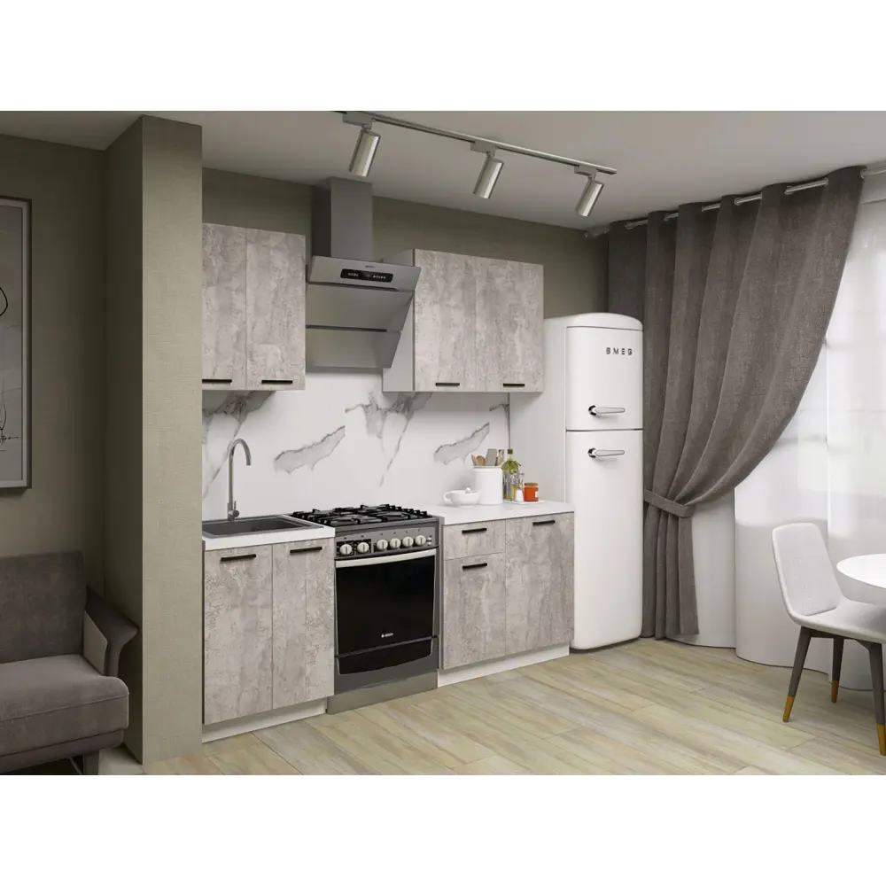 Фото Кухонный гарнитур Sv-мебель Модус 175111 150x214.4x50.6 см ЛДСП цвет серый Фото Кухонный гарнитур Sv-мебель Модус 175111 150x214.4x50.6 см ЛДСП цвет серый