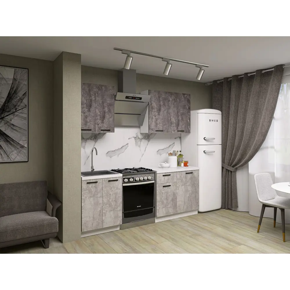 Фото Кухонный гарнитур Sv-мебель Модус 176040 150x214.4x50.6 см ЛДСП цвет серый Фото Кухонный гарнитур Sv-мебель Модус 176040 150x214.4x50.6 см ЛДСП цвет серый