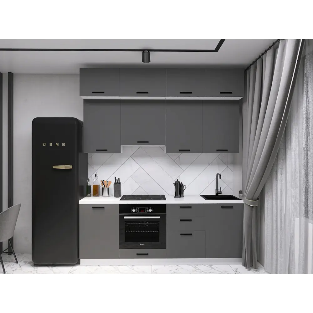 Фото Кухонный гарнитур Sv-мебель Модус 175576 210x250.4x53.8 см ЛДСП цвет серый Фото Кухонный гарнитур Sv-мебель Модус 175576 210x250.4x53.8 см ЛДСП цвет серый