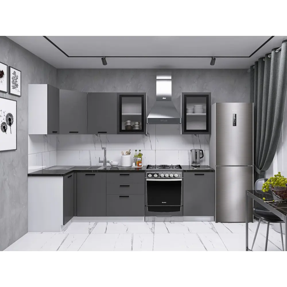 Фото 2 Кухонный гарнитур Sv-мебель Модус 175584 210x214.4x100 см ЛДСП цвет серый