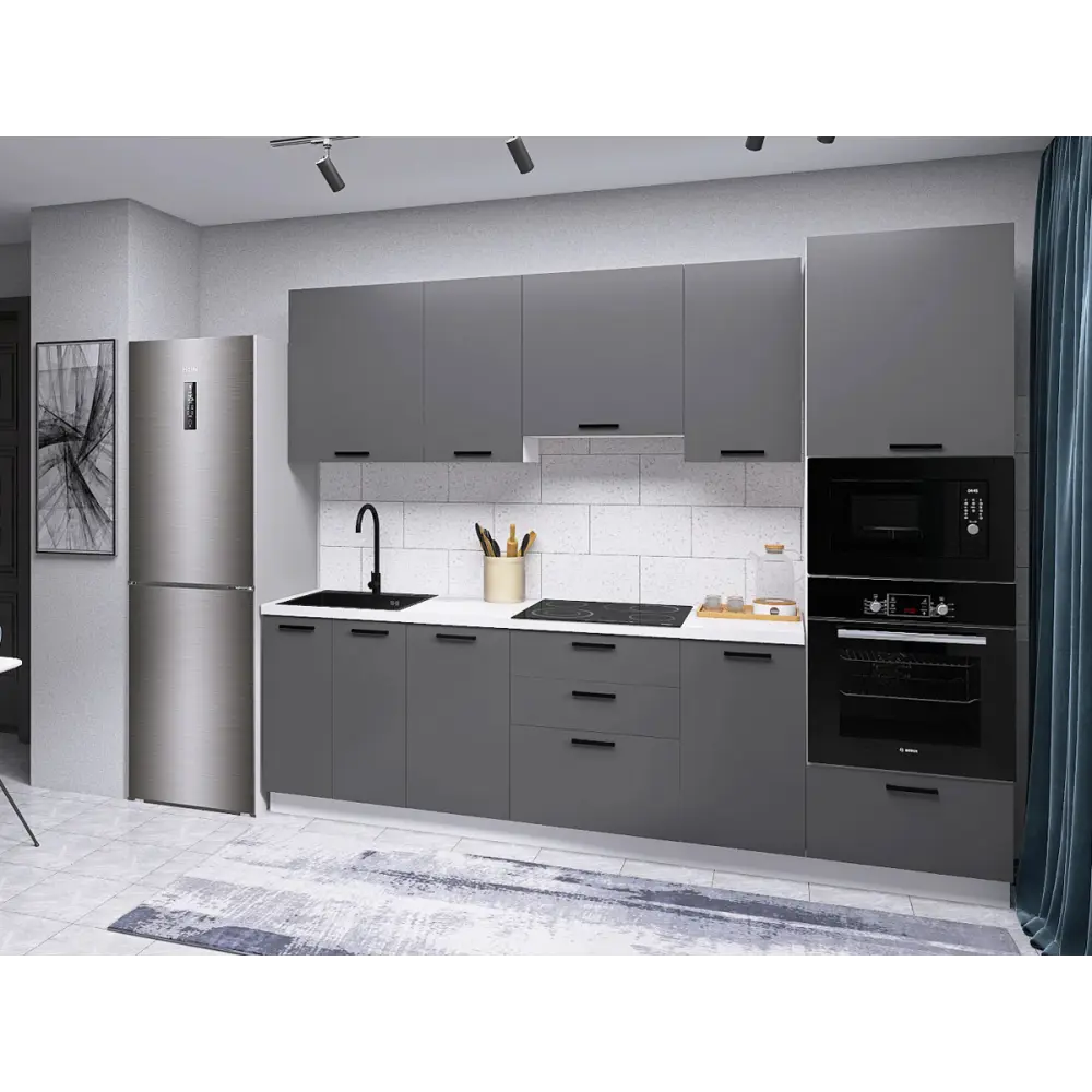 Фото 3 Кухонный гарнитур Sv-мебель Модус 175582 260x214.4x56.2 см ЛДСП цвет серый Фото 3 Кухонный гарнитур Sv-мебель Модус 175582 260x214.4x56.2 см ЛДСП цвет серый