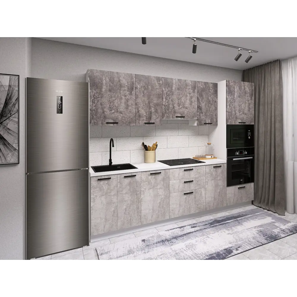 Фото Кухонный гарнитур Sv-мебель Модус 176026 260x214.4x56.2 см ЛДСП цвет серый Фото Кухонный гарнитур Sv-мебель Модус 176026 260x214.4x56.2 см ЛДСП цвет серый