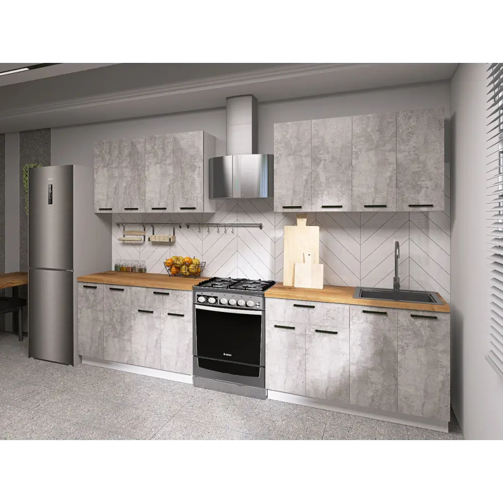 Фото 3 Кухонный гарнитур Sv-мебель Модус 175132 240x214.4x53.8 см ЛДСП цвет серый Фото 3 Кухонный гарнитур Sv-мебель Модус 175132 240x214.4x53.8 см ЛДСП цвет серый