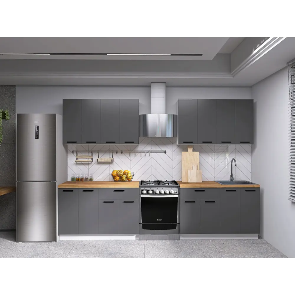 Фото Кухонный гарнитур Sv-мебель Модус 175580 240x214.4x53.8 см ЛДСП цвет серый Фото Кухонный гарнитур Sv-мебель Модус 175580 240x214.4x53.8 см ЛДСП цвет серый