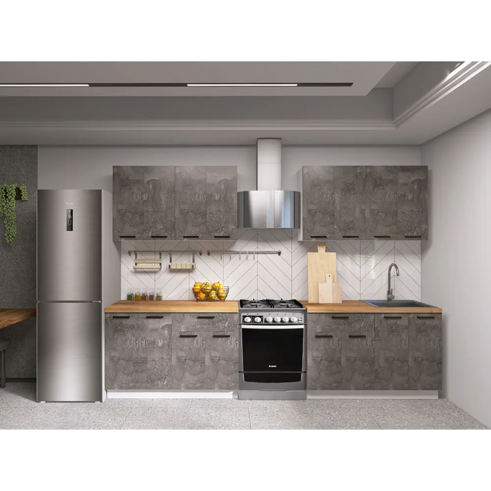 Фото 2 Кухонный гарнитур Sv-мебель Модус 175581 240x214.4x53.8 см ЛДСП цвет серый Фото 2 Кухонный гарнитур Sv-мебель Модус 175581 240x214.4x53.8 см ЛДСП цвет серый