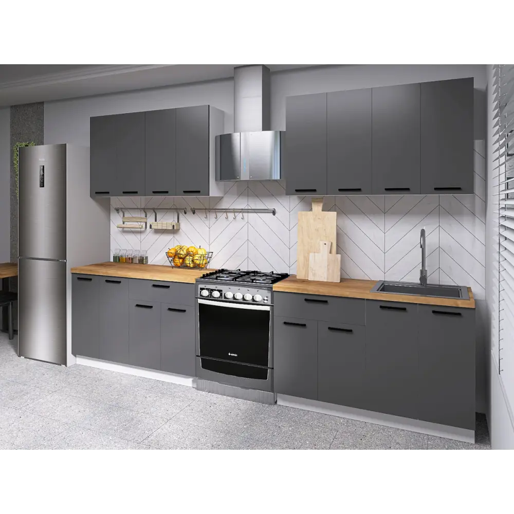 Фото 2 Кухонный гарнитур Sv-мебель Модус 175580 240x214.4x53.8 см ЛДСП цвет серый Фото 2 Кухонный гарнитур Sv-мебель Модус 175580 240x214.4x53.8 см ЛДСП цвет серый