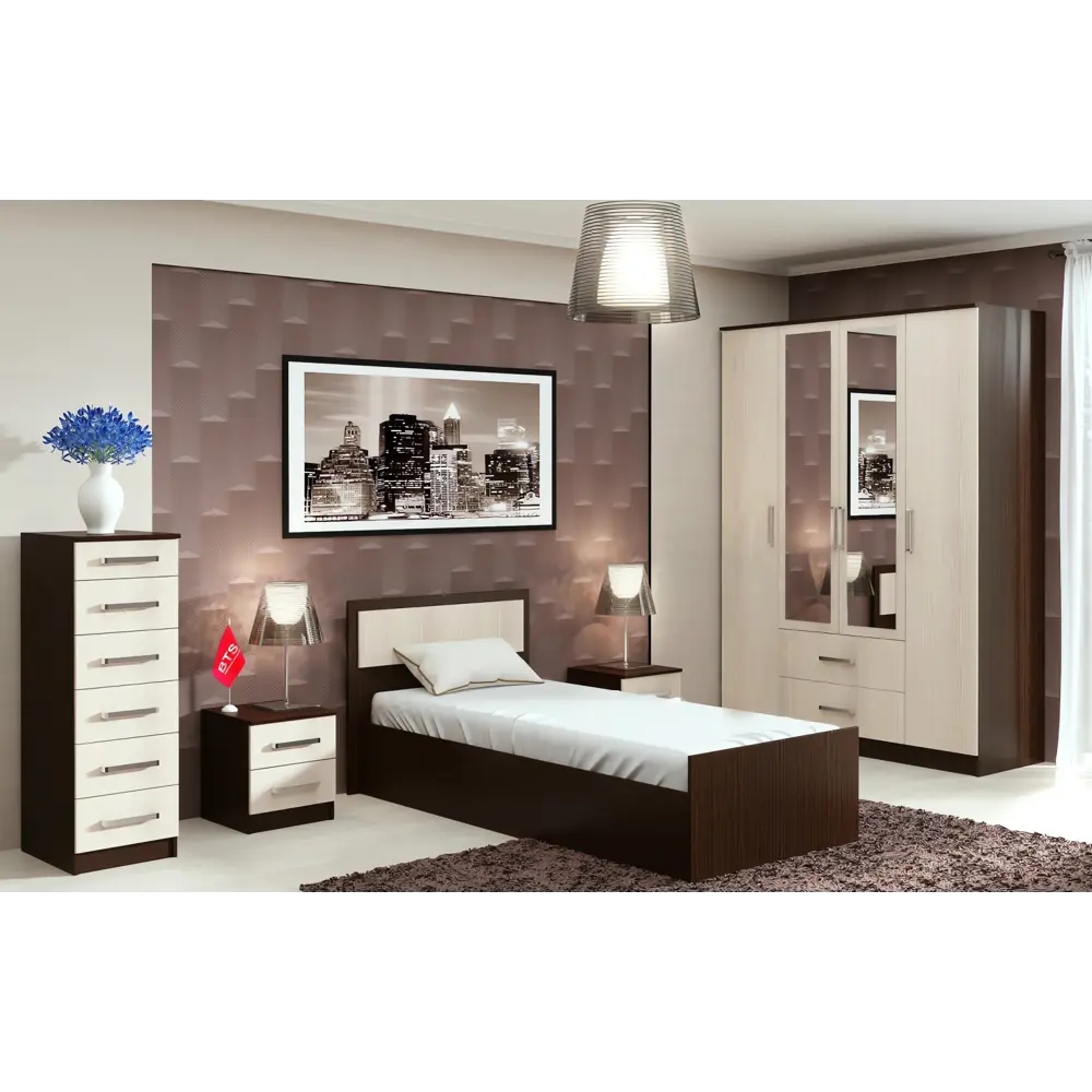 Фото 2 Тумба прикроватная Bts Фиеста 40x45x41 см 2 ящика ЛДСП цвет венге/лоредо 2 шт. Фото 2 Тумба прикроватная Bts Фиеста 40x45x41 см 2 ящика ЛДСП цвет венге/лоредо 2 шт.