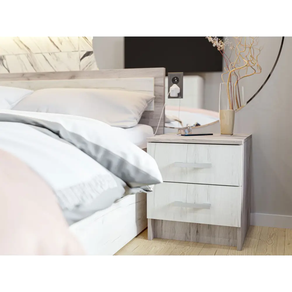 Фото 3 Тумба прикроватная Стендмебель Феста 40x45x41 см 2 ящика ЛДСП цвет дуб крафт серый/дуб крафт белый Фото 3 Тумба прикроватная Стендмебель Феста 40x45x41 см 2 ящика ЛДСП цвет дуб крафт серый/дуб крафт белый