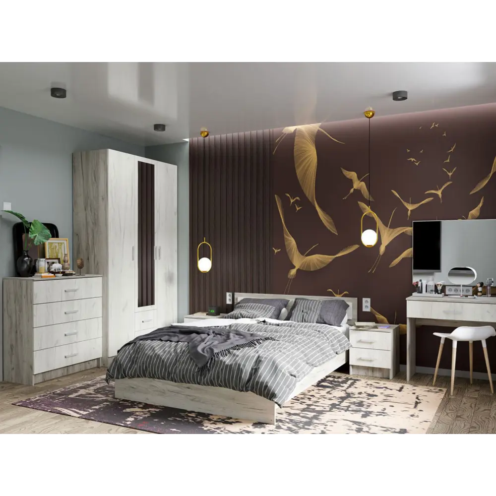 Фото 6 Тумба прикроватная Стендмебель Феста 40x45x41 см 2 ящика ЛДСП цвет дуб крафт серый/дуб крафт белый Фото 6 Тумба прикроватная Стендмебель Феста 40x45x41 см 2 ящика ЛДСП цвет дуб крафт серый/дуб крафт белый