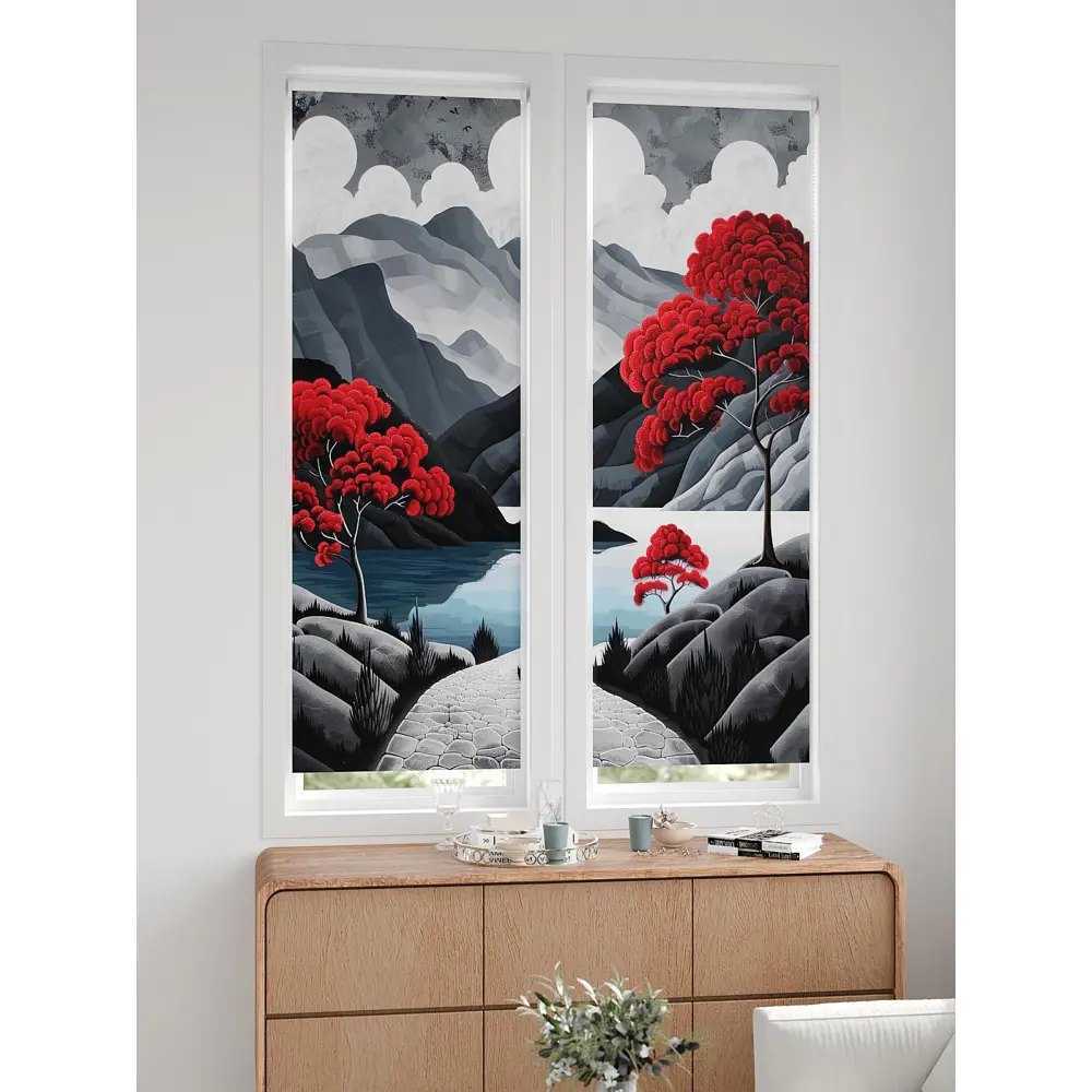 Фото 2 Рулонная штора блэкаут At Home НокретAT785086057, 57x170см, цвет белый, красный, серый Фото 2 Рулонная штора блэкаут At Home НокретAT785086057, 57x170см, цвет белый, красный, серый