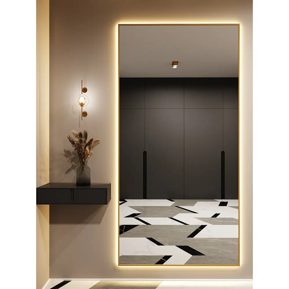 Фото 3 Зеркало с подсветкой Alumirror 200100з3000К 200x100 см в алюминиевой раме настенное цвет золото Фото 3 Зеркало с подсветкой Alumirror 200100з3000К 200x100 см в алюминиевой раме настенное цвет золото